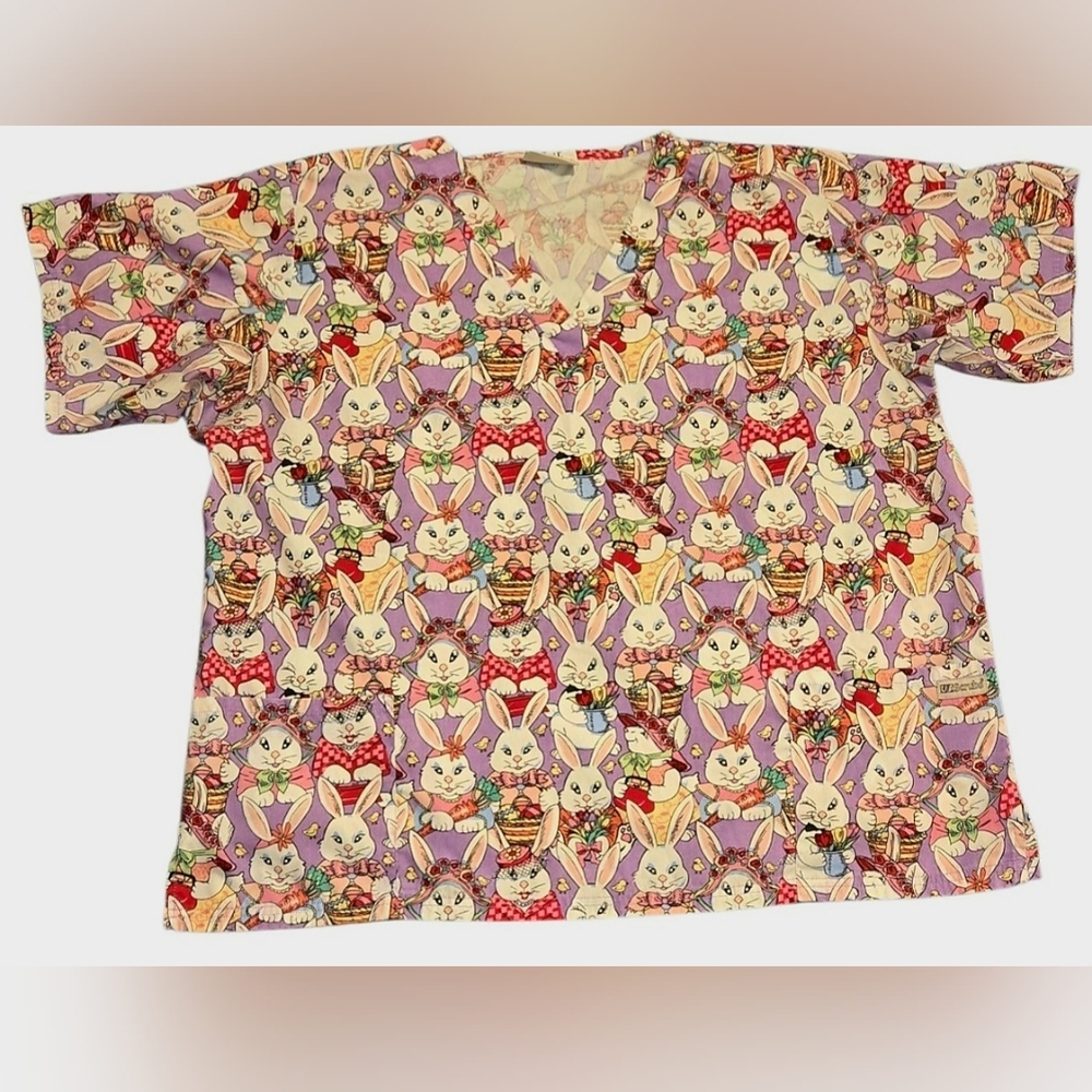 Uniform Advantage Easter Bunny Scrub Top XL